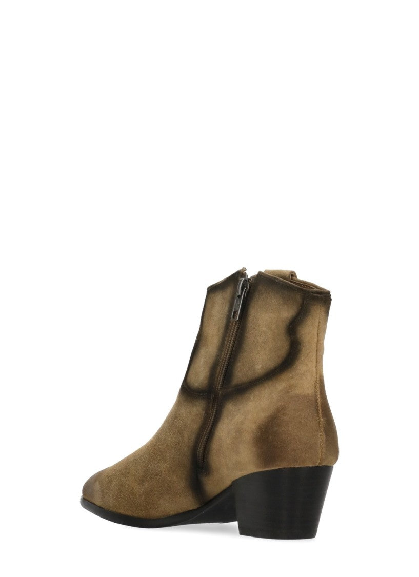 Ash Brown Fame Arrow-Toe Suede Boots