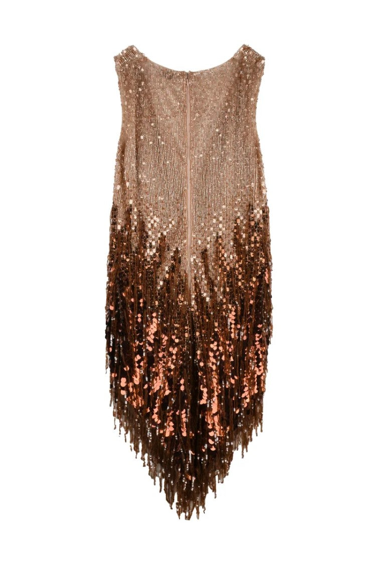 Elisabetta Franchi Charleston Sequin Dress - Brown