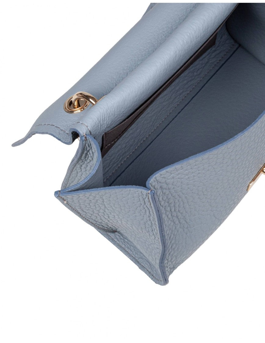 Visona ' Posillipo Leather Handbag With Bamboo Handle