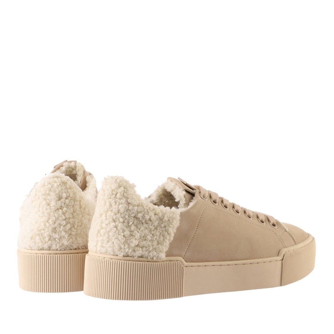 Högl Beige Fluffy Nubuck Wedge Sneakers