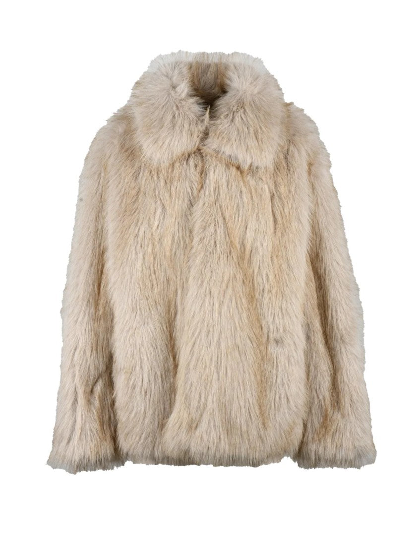Liu Jo Plush Faux Fur Coat With Hook-And-Eye Closure