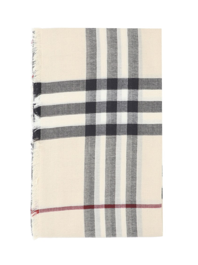 Burberry "Check" Wool Scarf – Cream