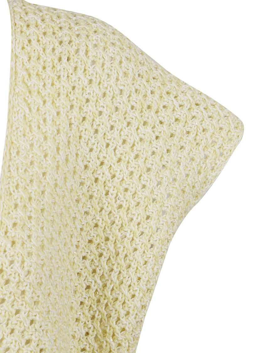 Fabiana Filippi Open-Knit Jacket With Deep V-Neckline