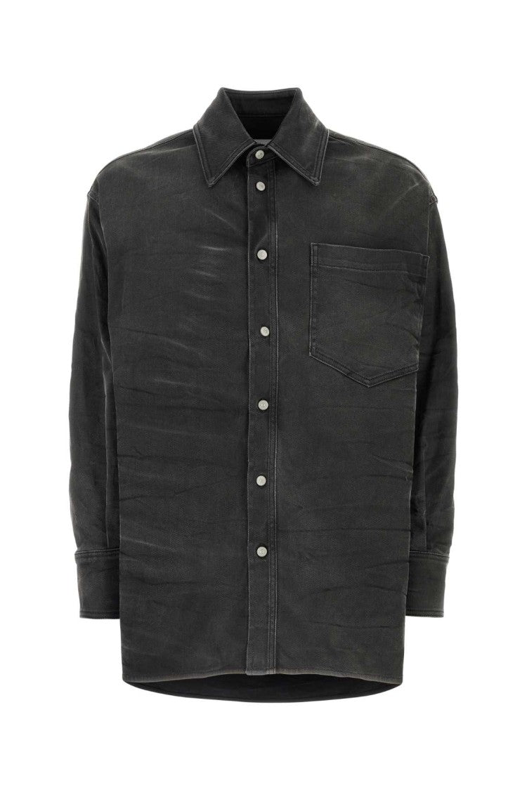 Mm6 By Maison Margiela Black Stretch Denim Oversize Shirt