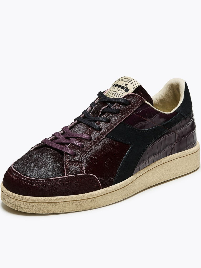 Diadora Croc-Embossed Pony Hair Low-Top Sneakers