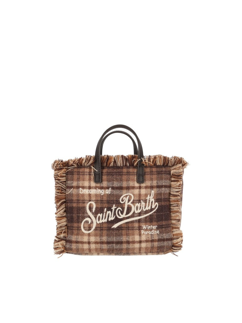 Mc2 Saint Barth Brown Vanity Mini Wool N-Tartan 1812 Tartan Mini Bag