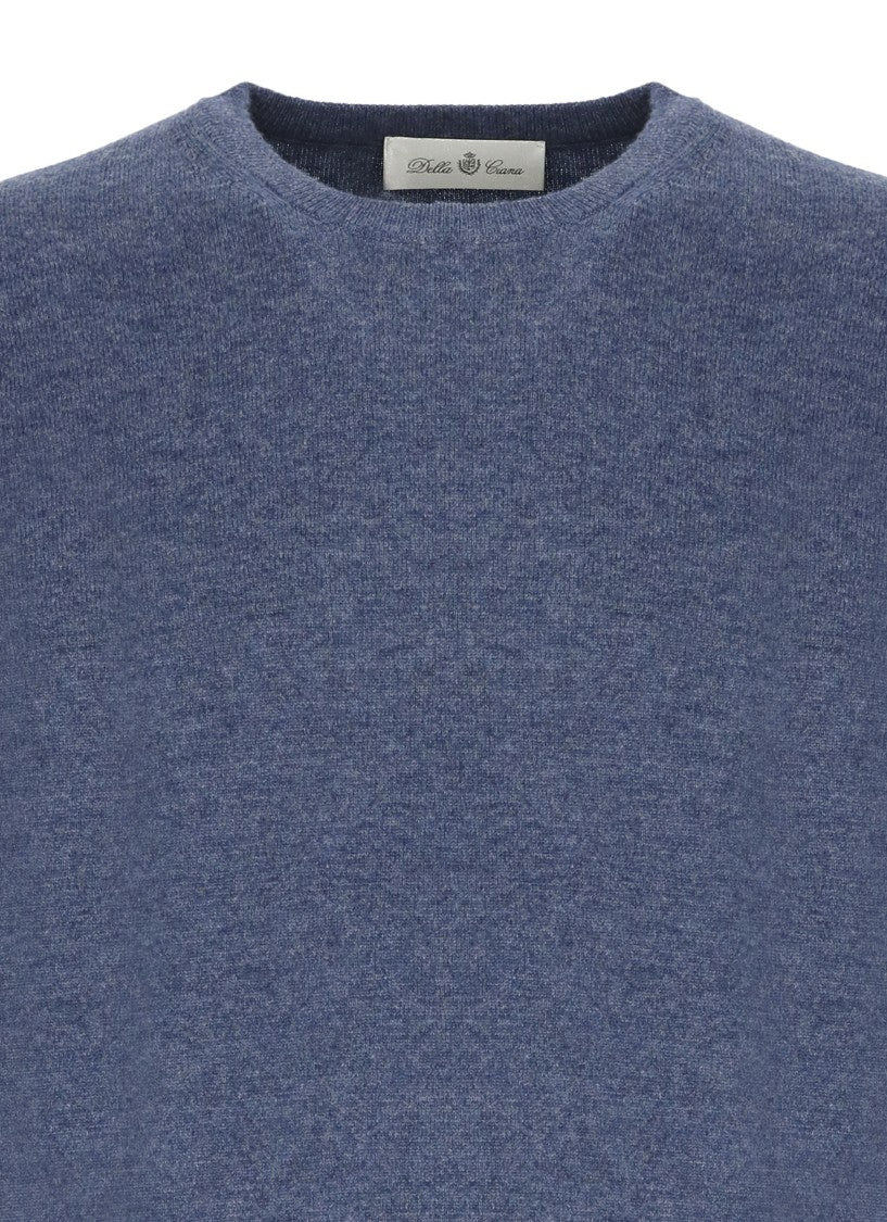 Della Ciana Blue Wool-Blend Crew Neck Sweater