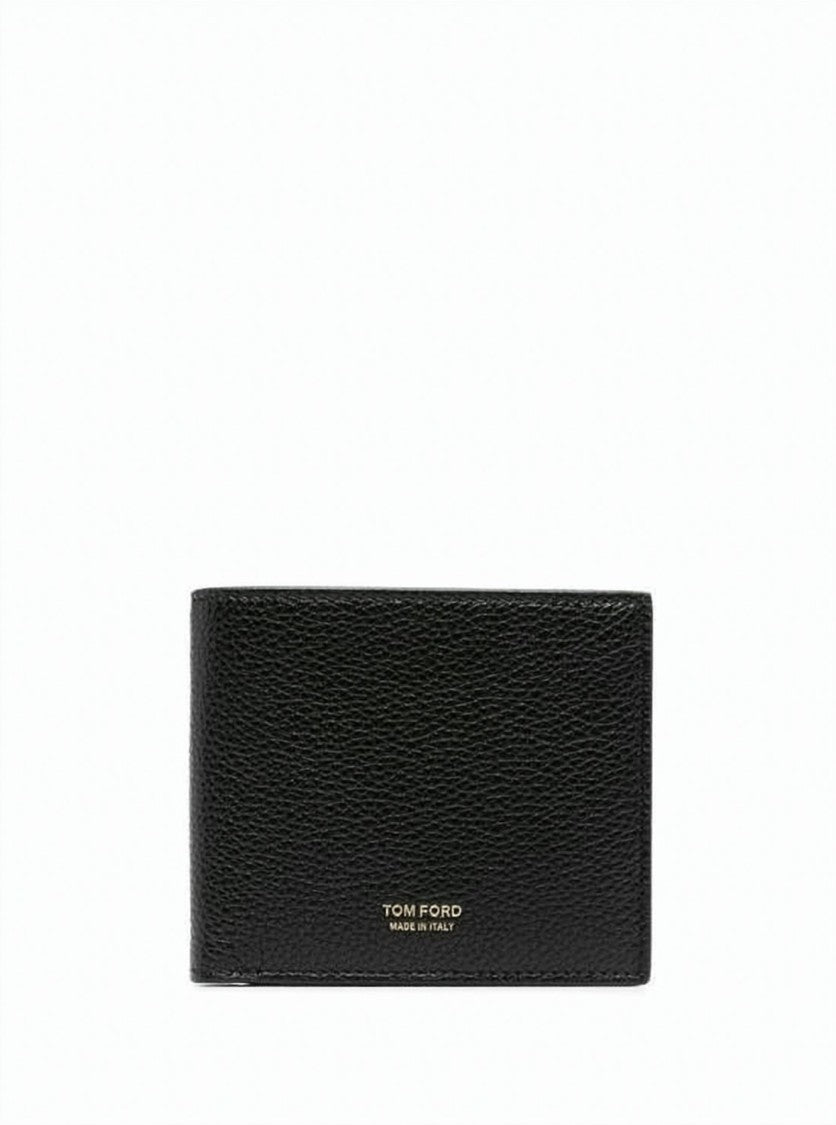 Tom Ford Textured Leather Bifold Wallet With Gold-Tone Branding