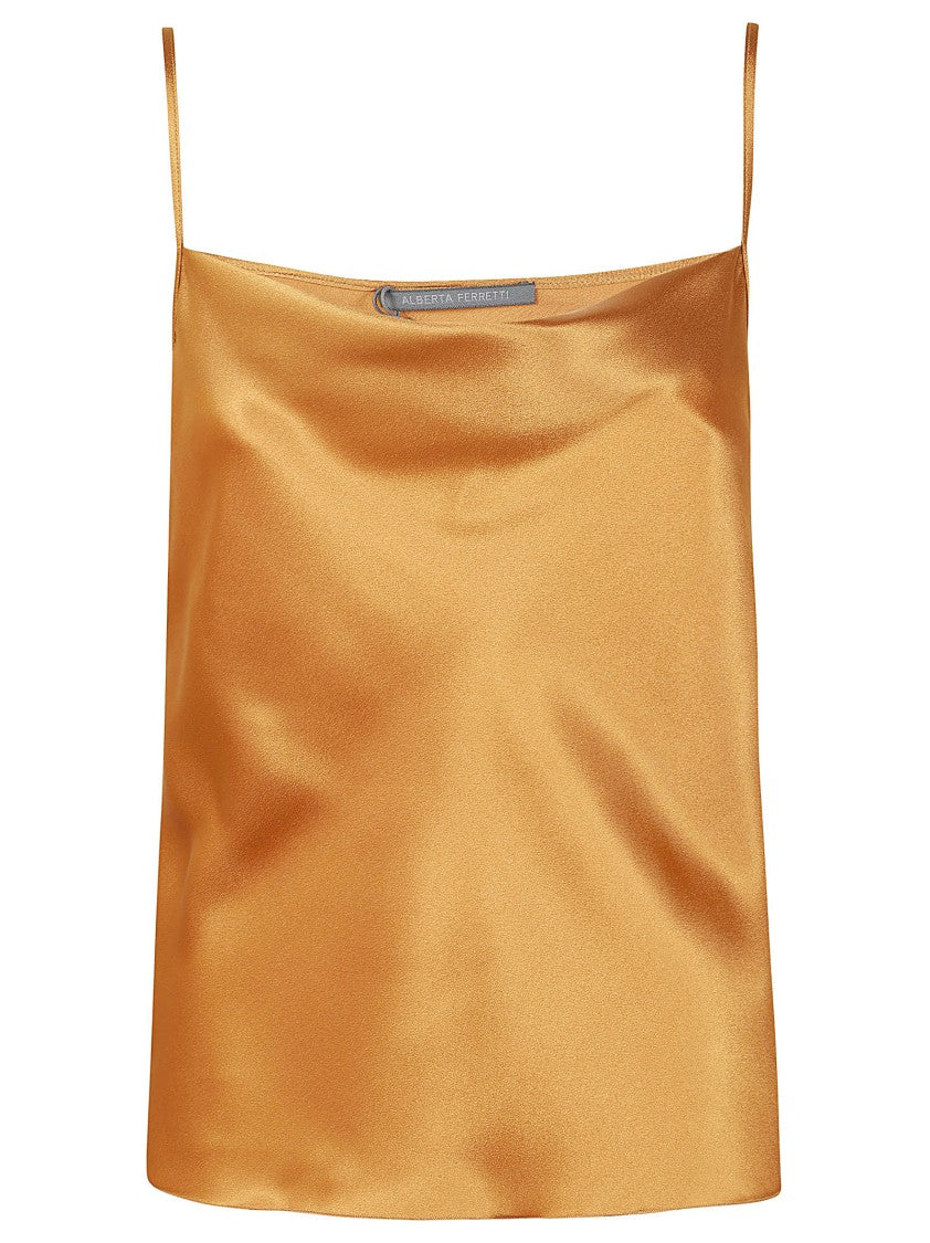 Alberta Ferretti Satin-Finish Top With Spaghetti Straps