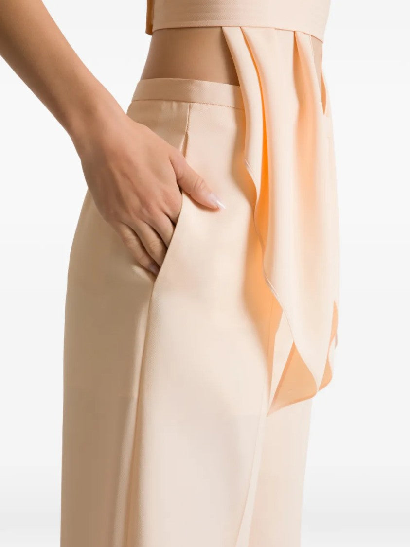 Alberta Ferretti High-Waisted Wide-Leg Pants With Subtle Sheen And Pleated Detailing
