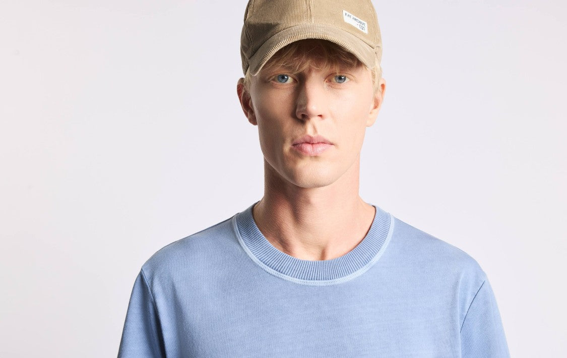 Fay Minimalist Pale Blue Cotton T-Shirt
