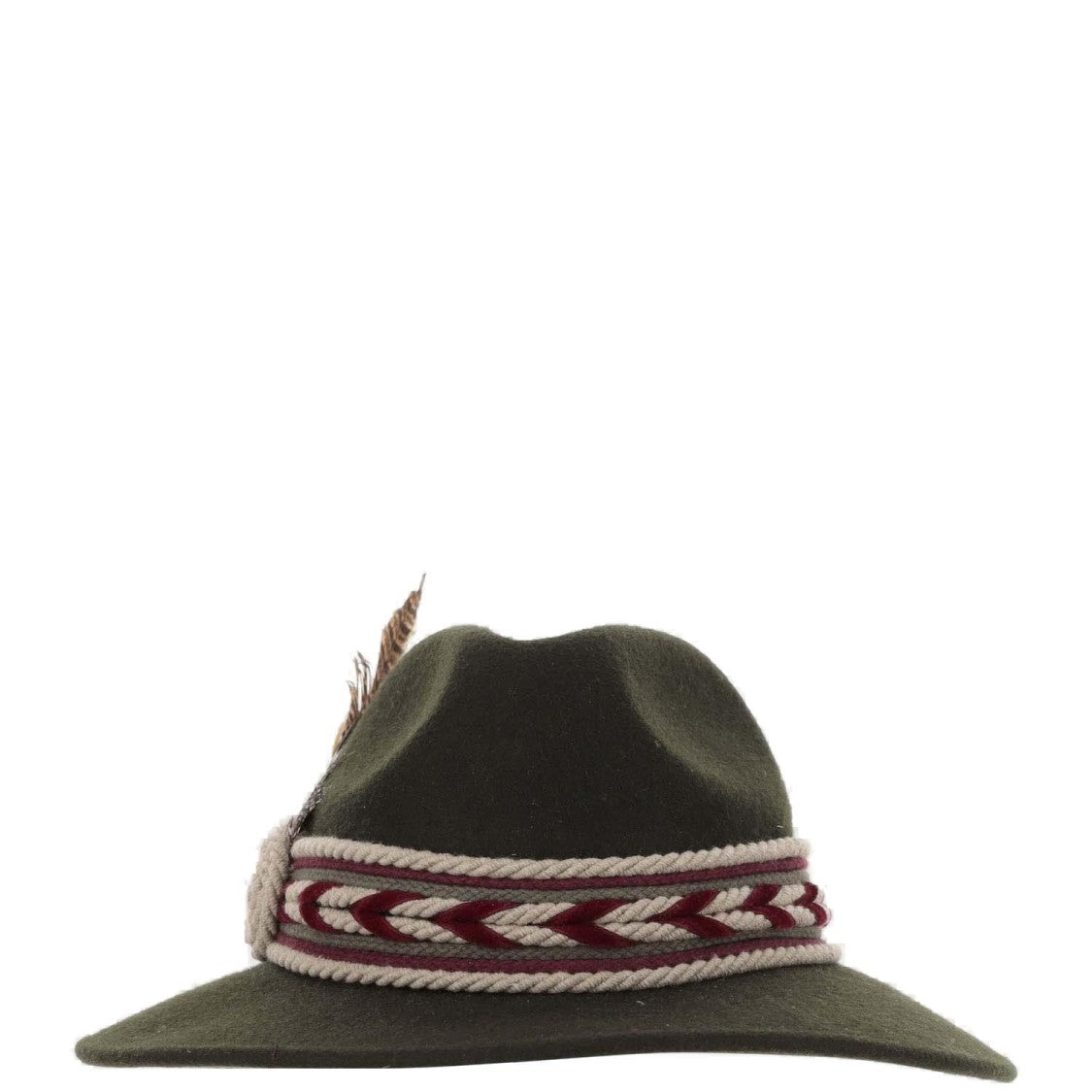 Alexia Alvarez De Toledo Wool Hat With Feather Brooch And Braided Strap