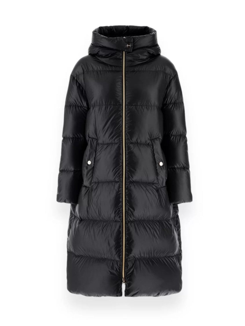 Herno Glossy Long Puffer Jacket With High Collar And Oversized Fit