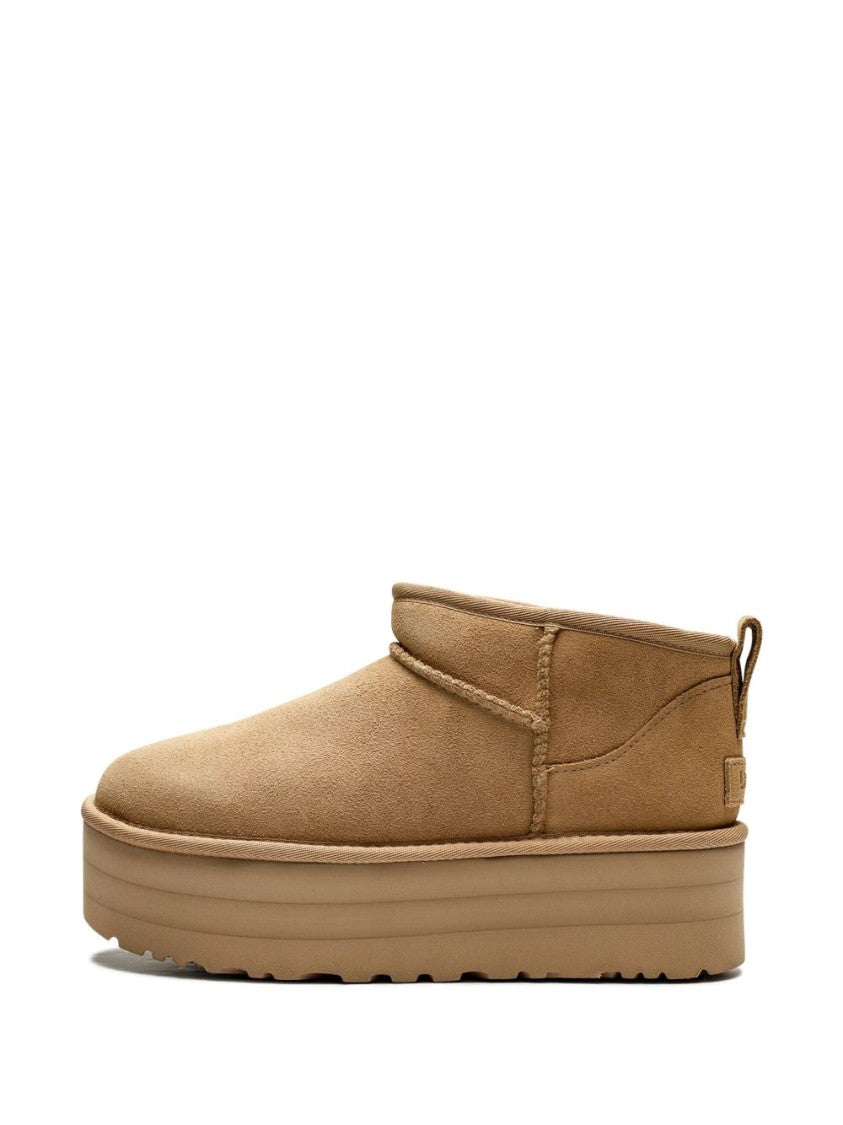 Ugg Ankle-Length Slip-On Boots In Beige Calf Suede