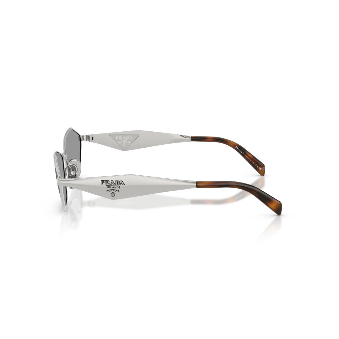 Prada Tortoiseshell Angular Metal Frame Detail Sunglasses