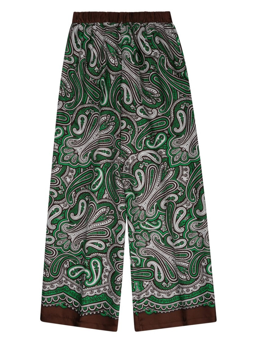 P.A.R.O.S.H. Wide-Leg Silk Trousers With Paisley Pattern And Elastic Waistband