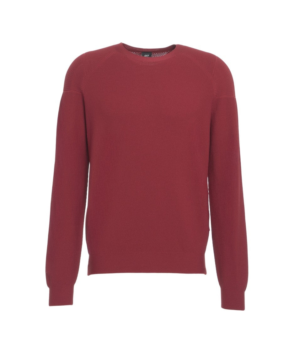 Alpha Tauri Classic Round Neck Pullover With Ribbed Hem And Subtle Texture