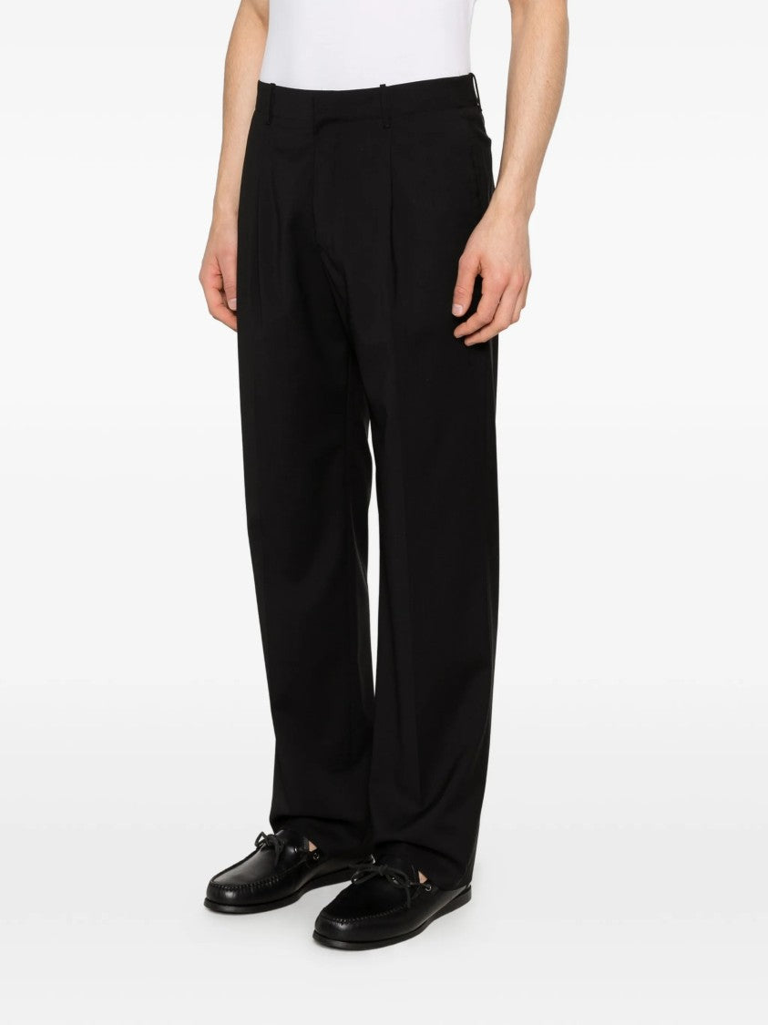 Incotex Black Straight-Leg Structured Fabric Trousers