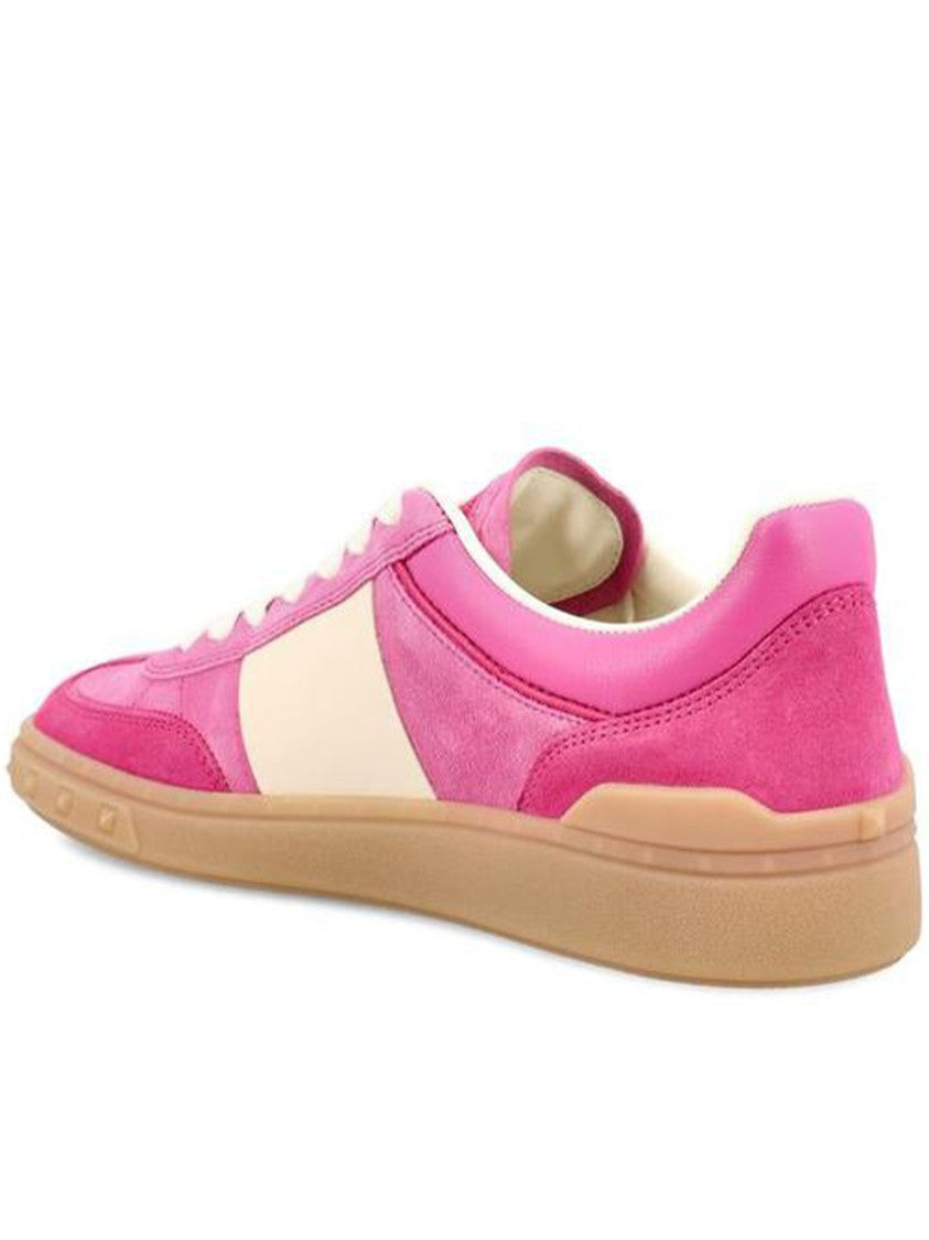 Valentino Pink Upvillage Suede Studded Low-Top Sneakers