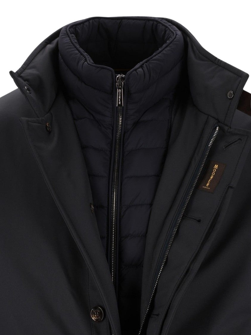Moorer Gorner-Kn Quilted Down Jacket With High Collar And Buttoned Flap