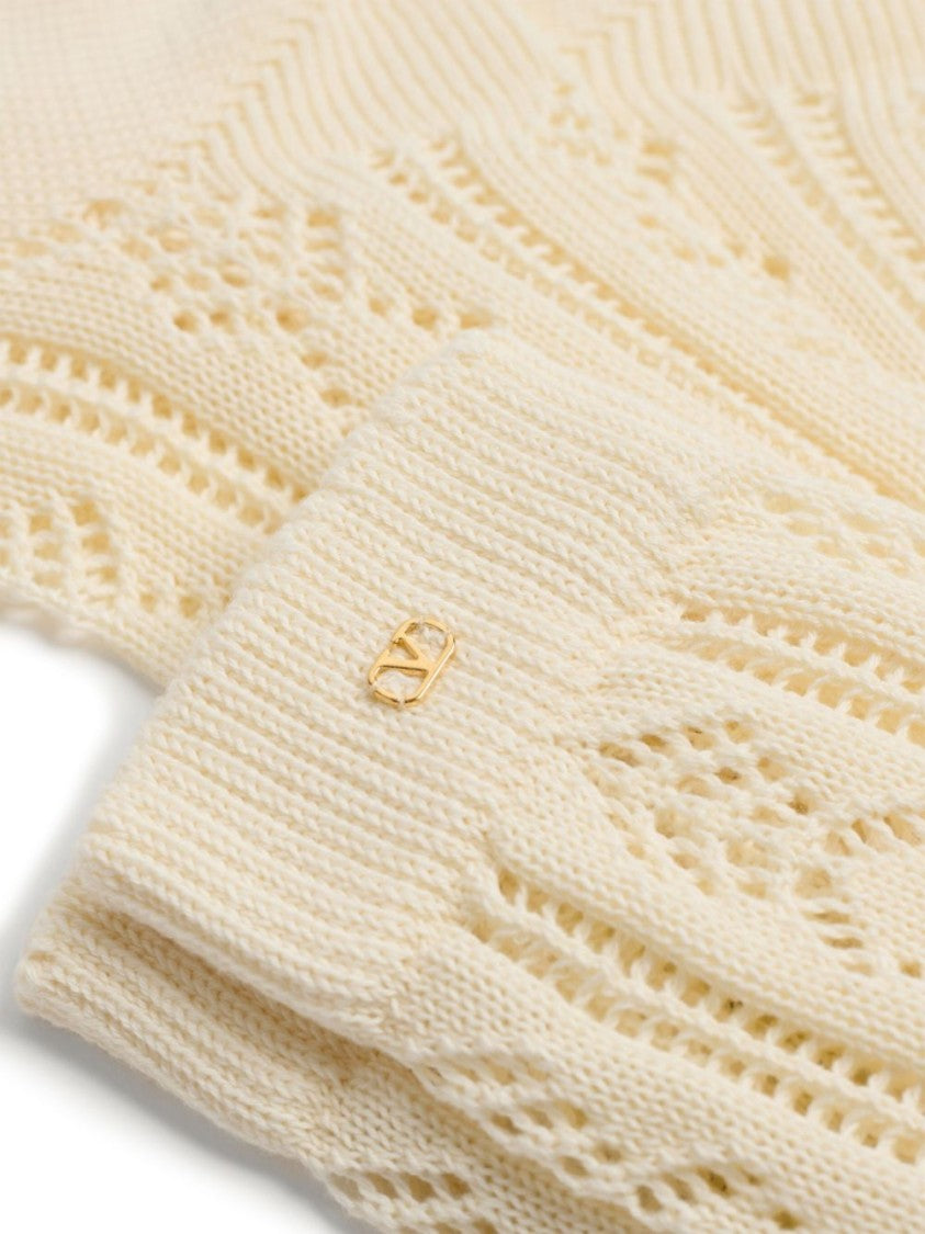 Valentino Ivory White Knitted Cotton Socks With Vlogo Signature