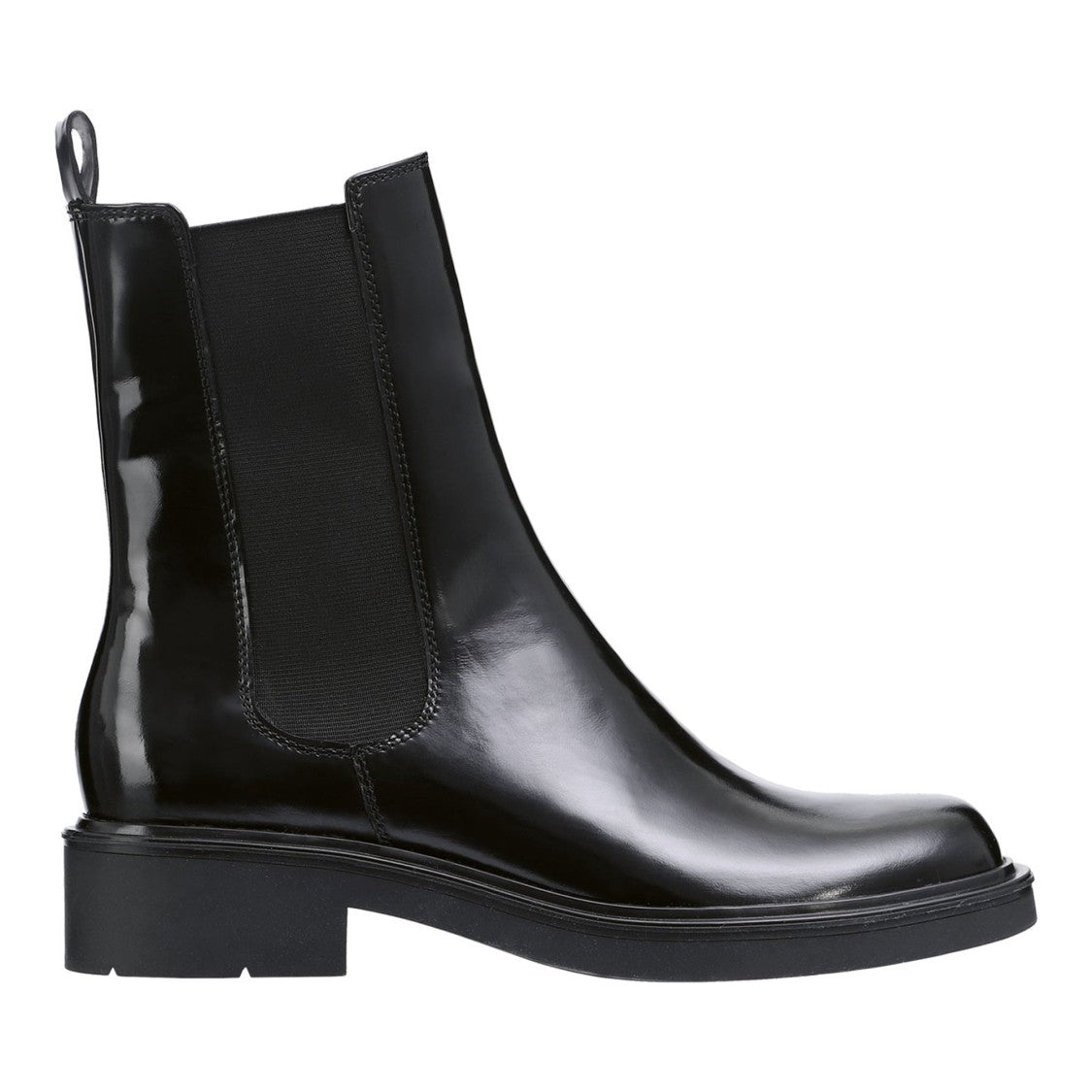 Högl Black Edward Polished Elastic Side Panels Leather Ankle Boots