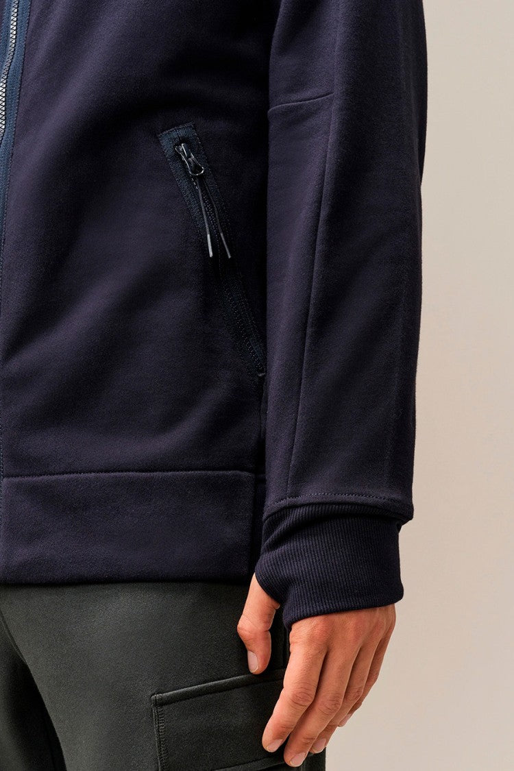 C.P. Company Navy Goggle Lens Cotton Zip-Through Hoodie