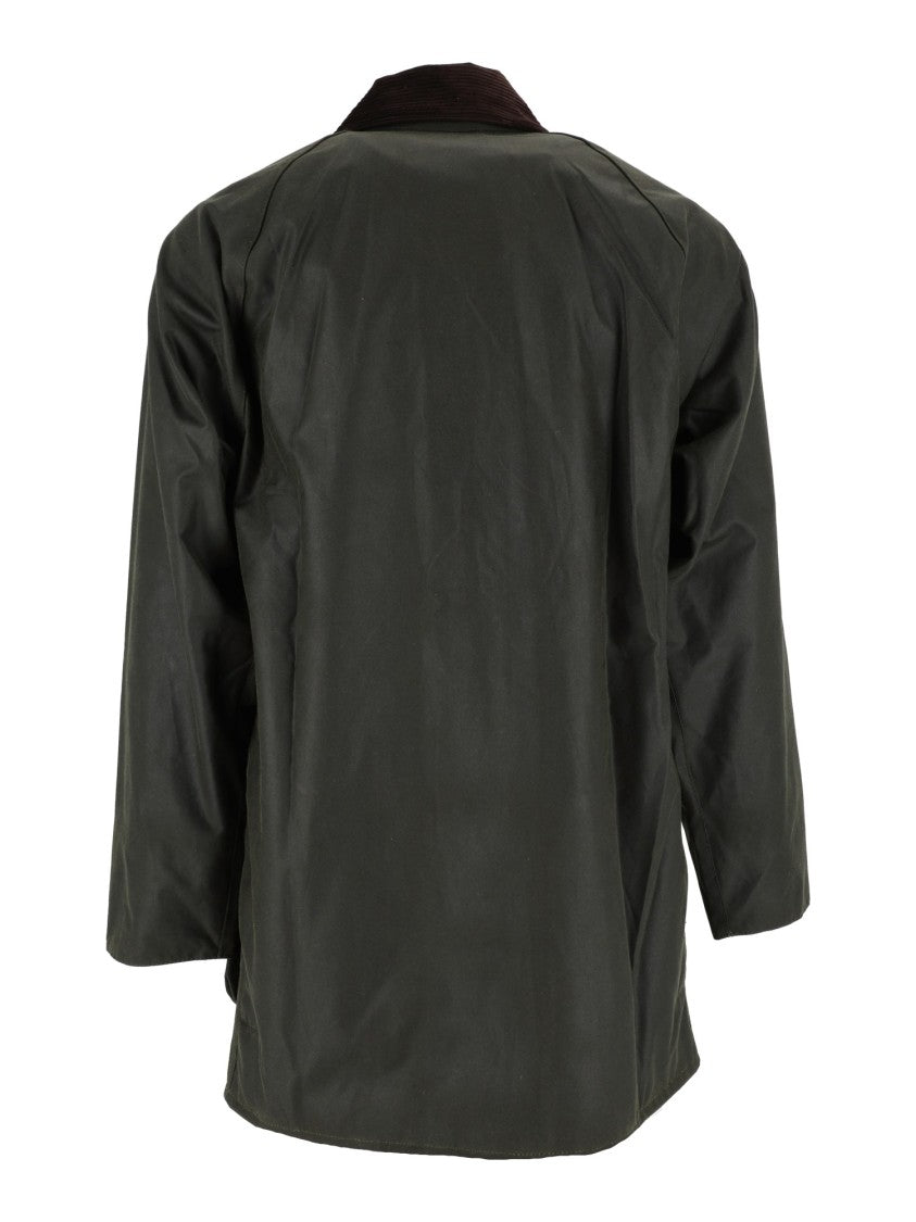 Barbour Beaufort Waxed Cotton Jacket With Corduroy Collar And Robust Design