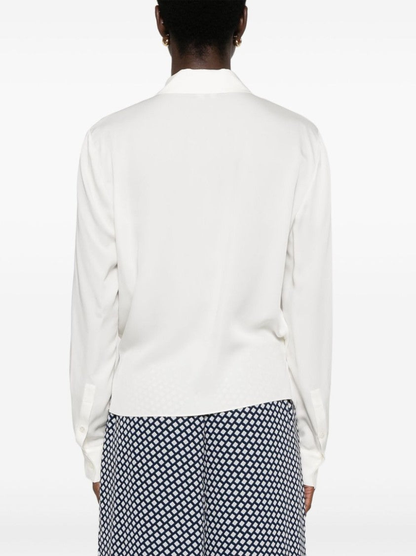Theory White Silk Shirt With Crossover Neckline