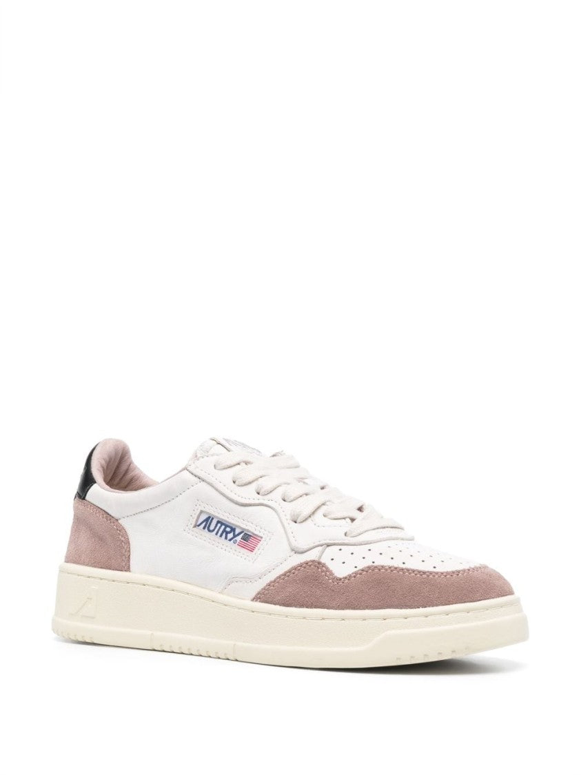 Autry White And Brown Calf Leather And Goat Suede Sneakers