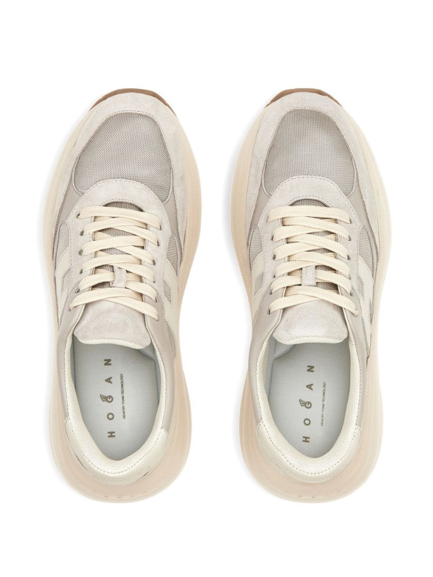 Hogan Sole Sneakers With Suede And Mesh Panels