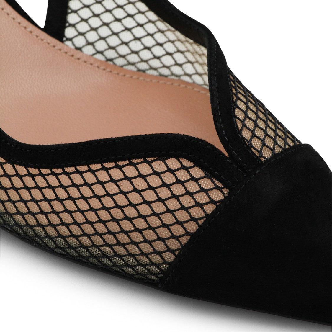 Aquazzura Pointed Toe Slingback Heels With Mesh Upper