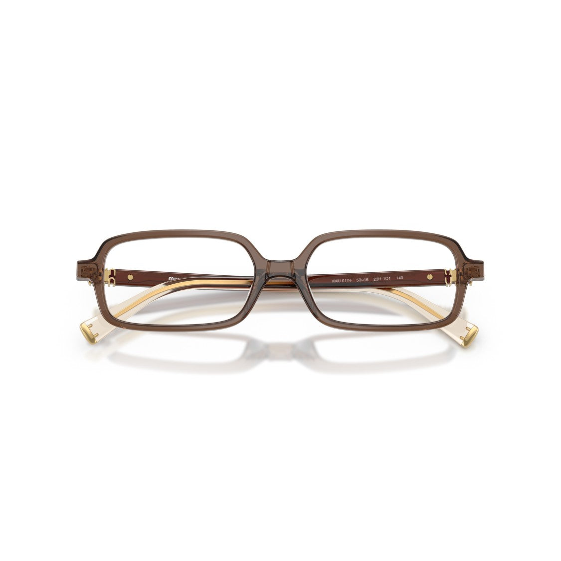 Miu Miu 0Mu 01Yv Translucent Brown Acetate Rectangular Eyeglasses