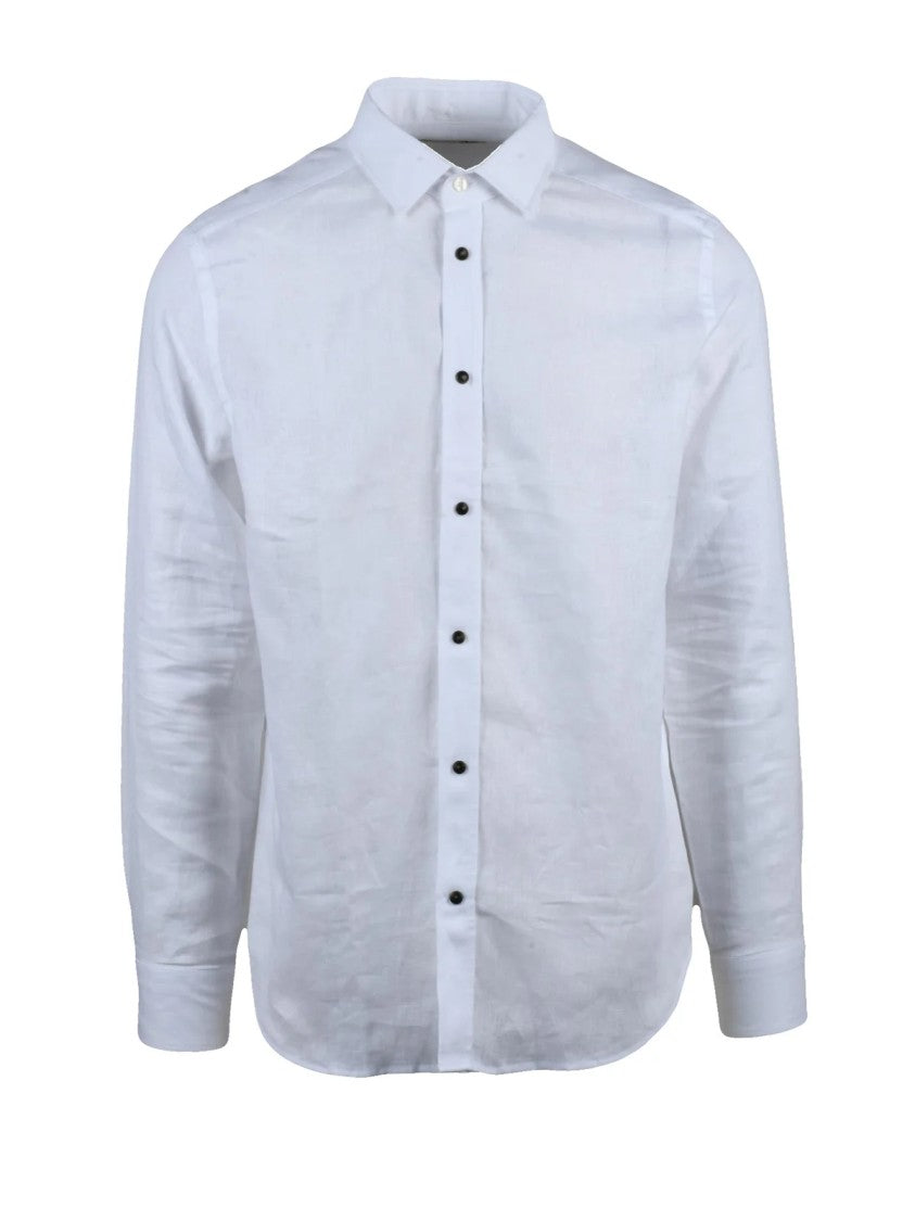 Deuxieme White Linen Men Shirt