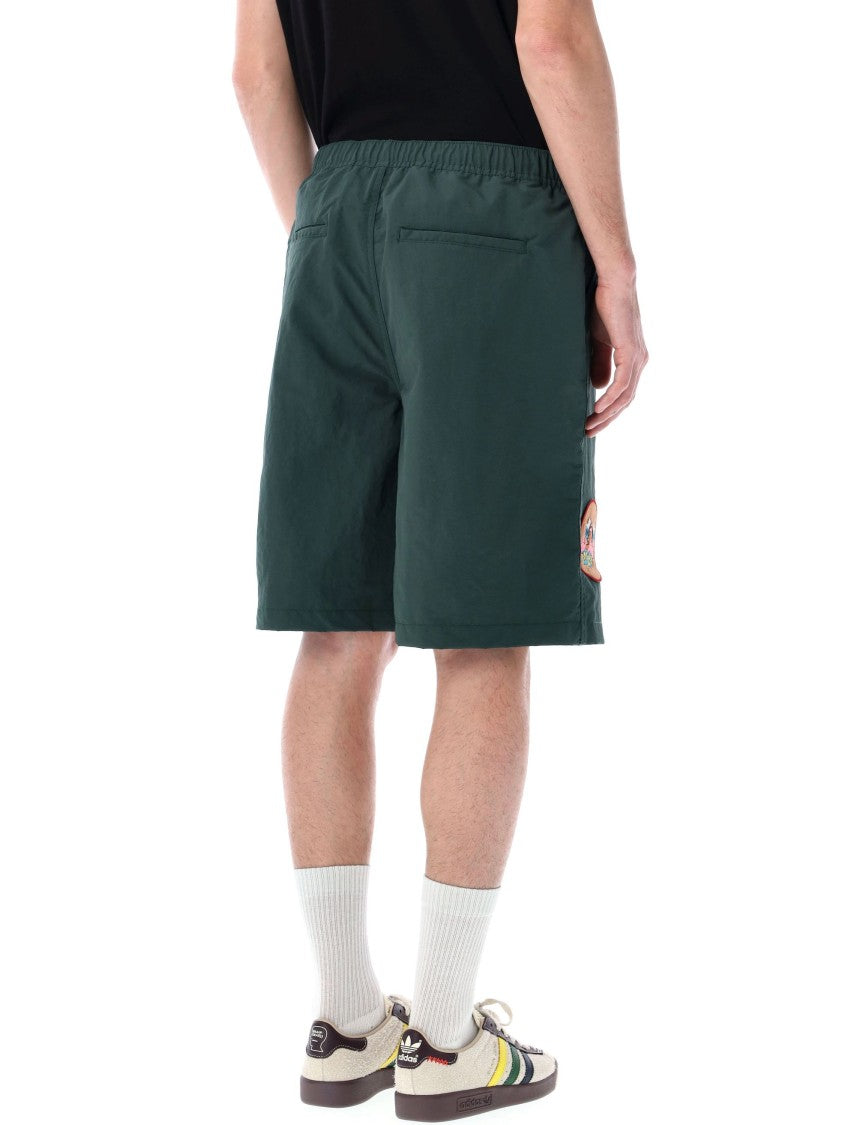 Brain Dead Deep Green Climber Shorts With Adjustable Belt And Embroidered Patches