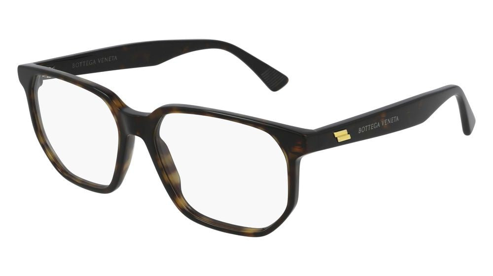 Bottega Veneta Havana Classic Square Frame Eyeglasses