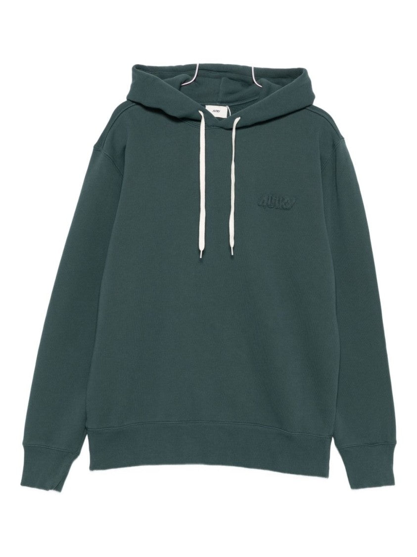 Autry Deep Green Relaxed-Fit Hoodie With Subtle Embroidery