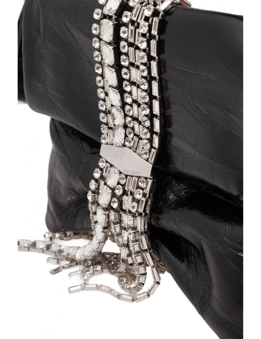 Jimmy Choo Zandra Clutch Bag In Black Metallic Leather