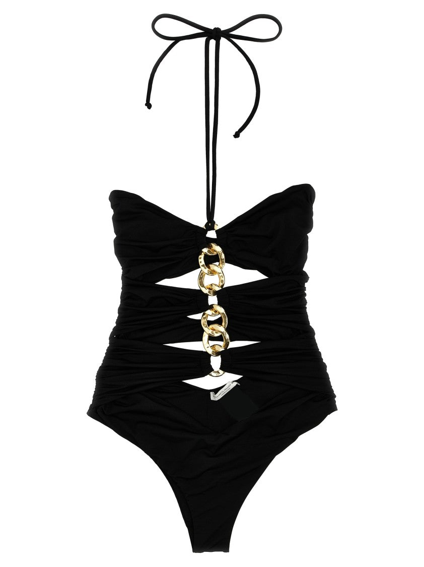 Elisabetta Franchi Chain Detail One-Piece Swimsuit With Cut-Out Accents