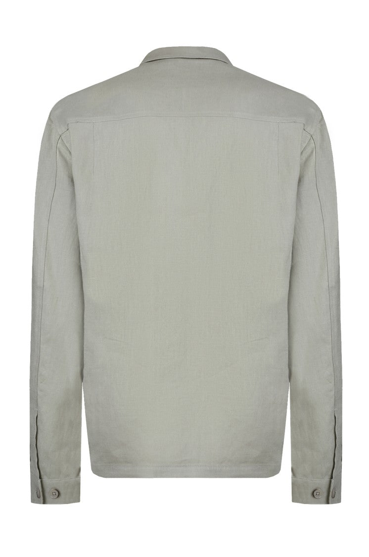 Gazzarrini X Michele Franzese Sage Linen Overshirt With Three Patch Pockets