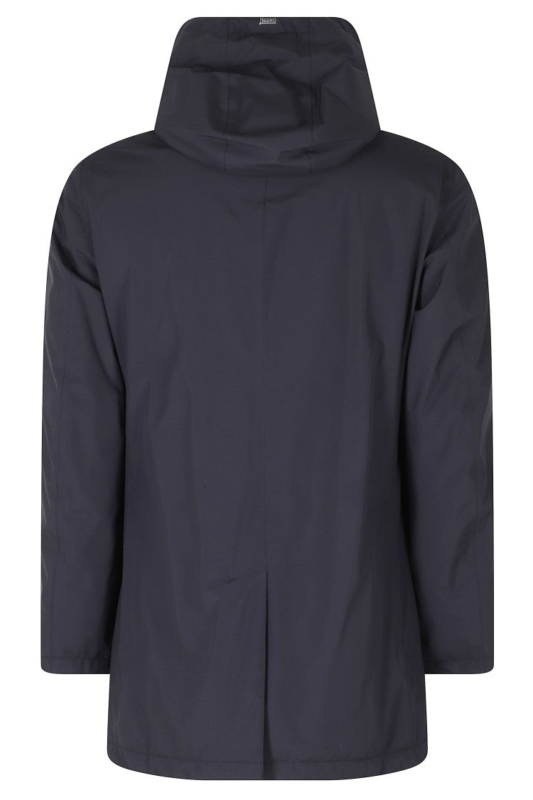 Herno Smooth-Textured Jacket With Removable Hood And Pointed Collar