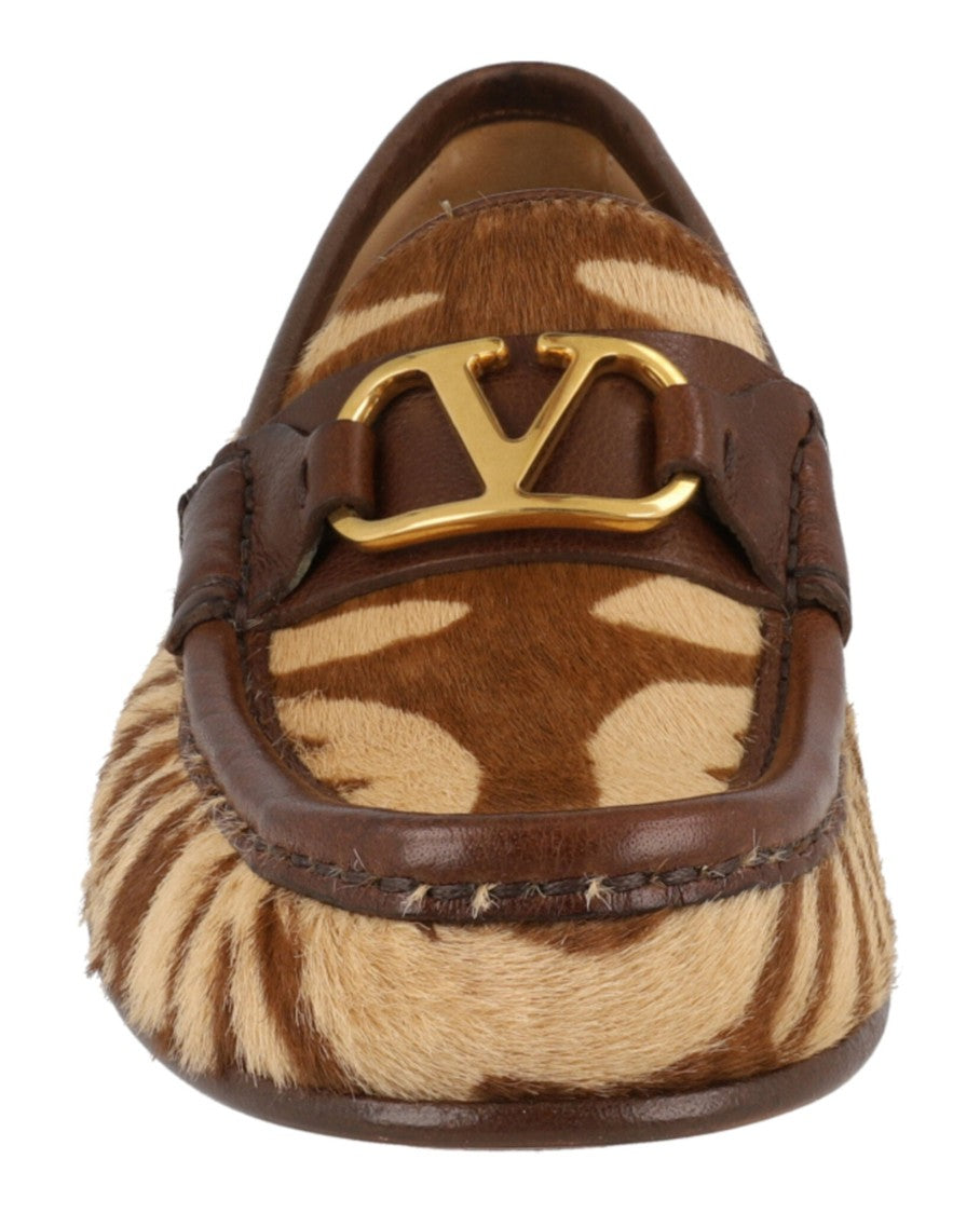 Valentino Vlogo Signature Zebra-Print Loafers