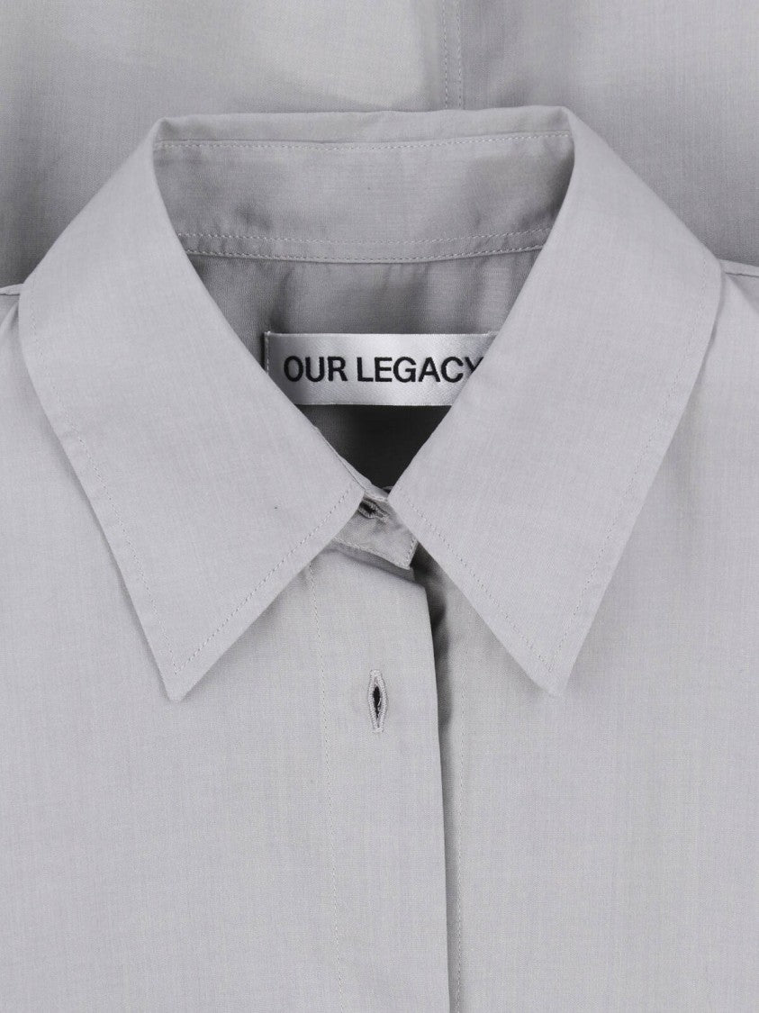 Our Legacy Grey Flux Asymmetrical Hem Tencel Shirt