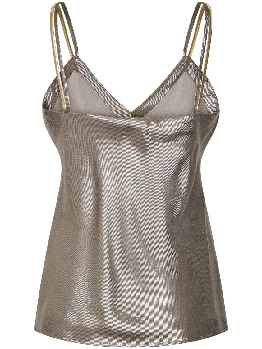 Max Mara V-Neck Tank Top With Metallic Accents