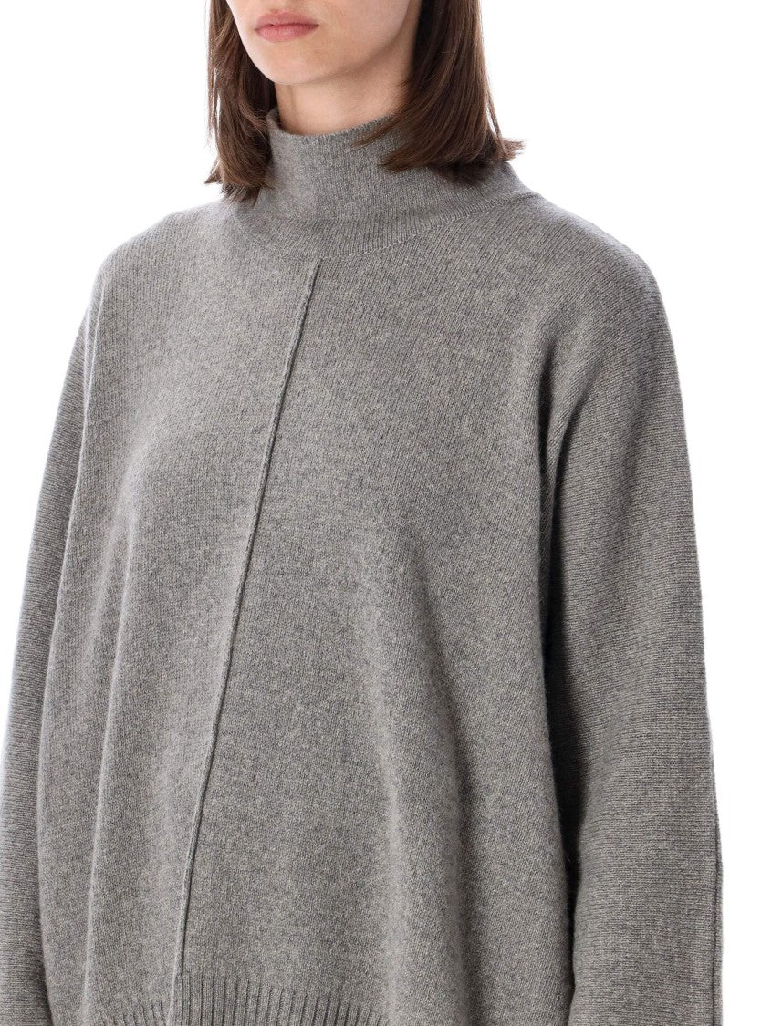 Alberta Ferretti Grey Cashmere Lace-Trim Sweater