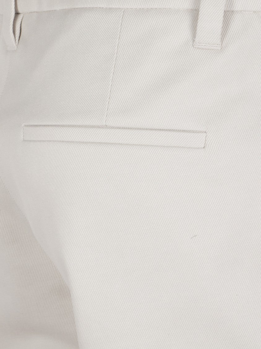 Brunello Cucinelli White Side Gusset Pockets Cotton Straight-Leg Pants