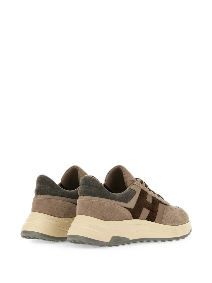Hogan Taupe Suede Leather Low-Profile Sneakers