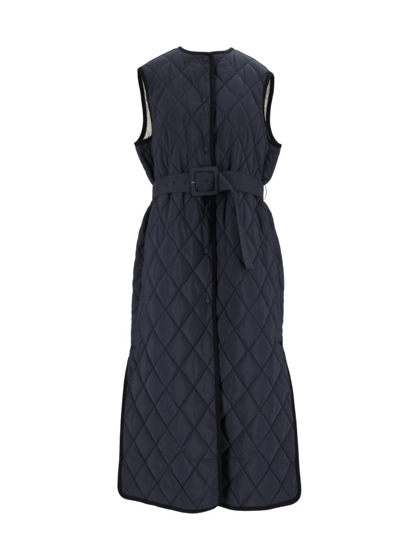 Fabiana Filippi Night Blue Quilted Nylon Belted Vest