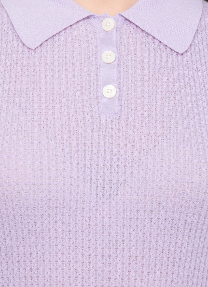 Guest In Residence Lilac Shrunken Cashmere Polo Shirt