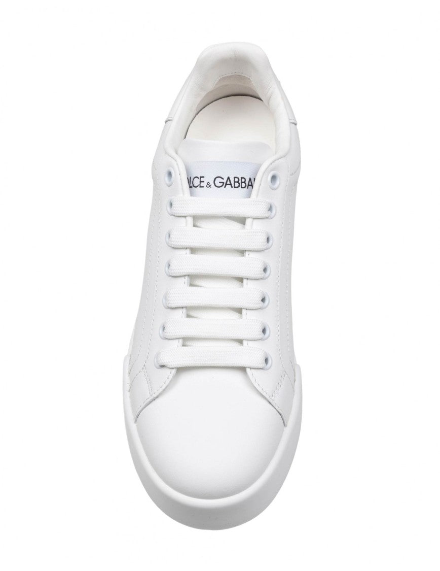 Dolce & Gabbana Portofino Sneakers In White Leather